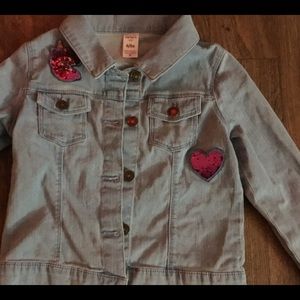 Jean button up shirt with sequence heart and unicorn